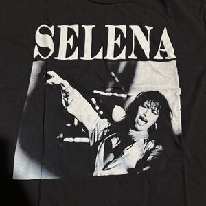 Selena Merchandise Black Graphic T-Shirt with Selena Print